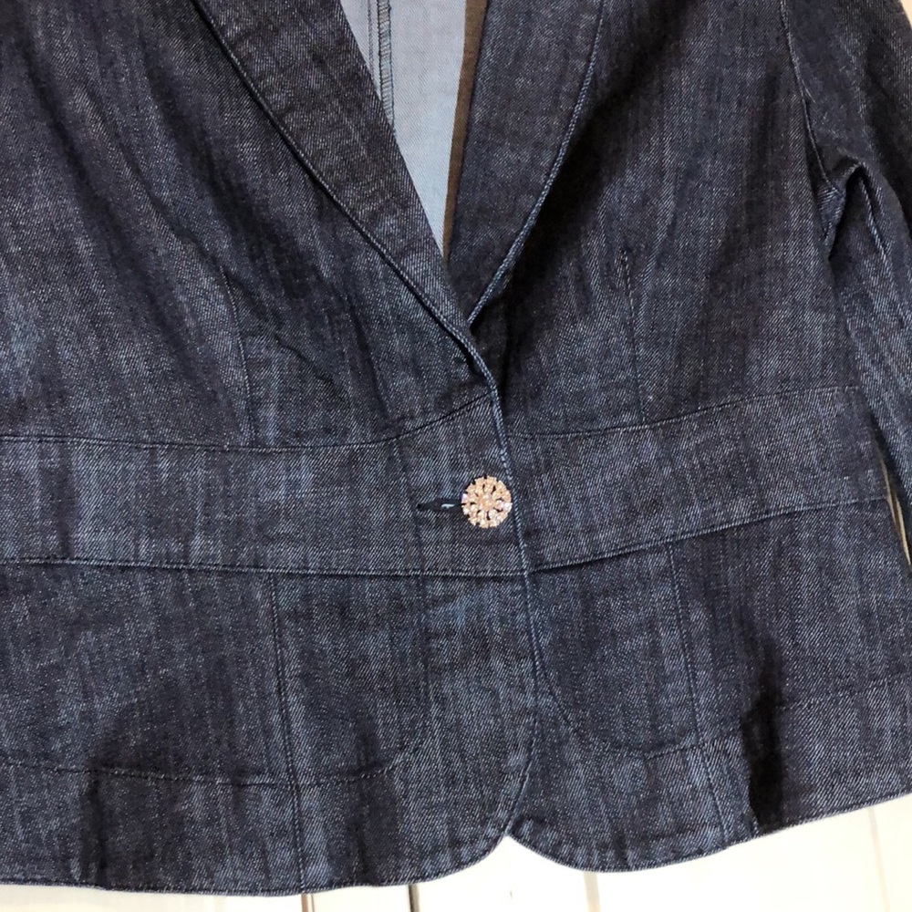 Whbm Structured Denim Jacket Single Button Sz 8 - image 3